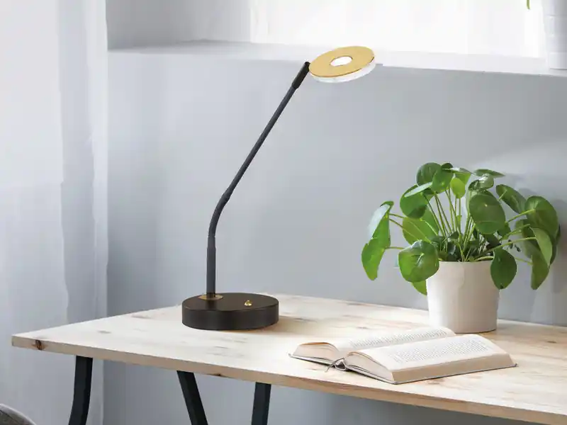 Fischer & Honsel LED Schreibtischleuchte DENT Schwarz /Gold mit Dimmer, Höhe 60cm Bestseller