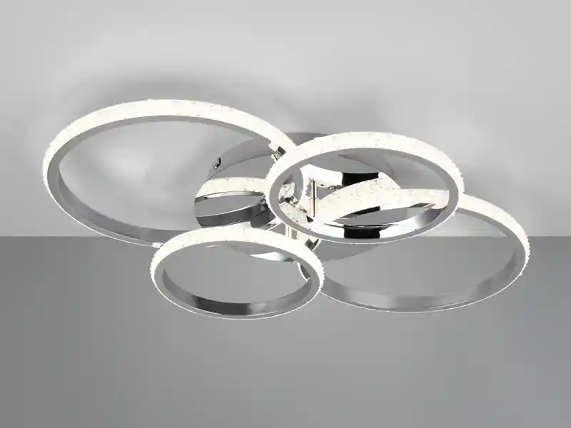RL LIVE YOUR LIGHT LED Deckenleuchte CIRES dimmbar, Kristall Ringe schwenkbar Chrom, Breite 65cm Schnäppchen