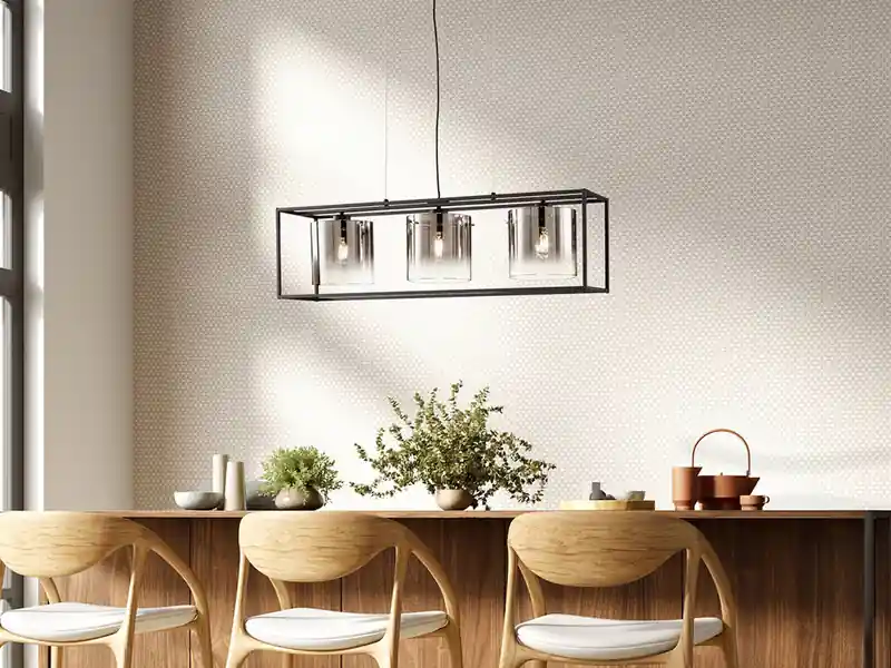 meineWunschleuchte LED Pendelleuchte 3-flammig Schwarz mit Rauchglas, Breite 90cm Direktkauf