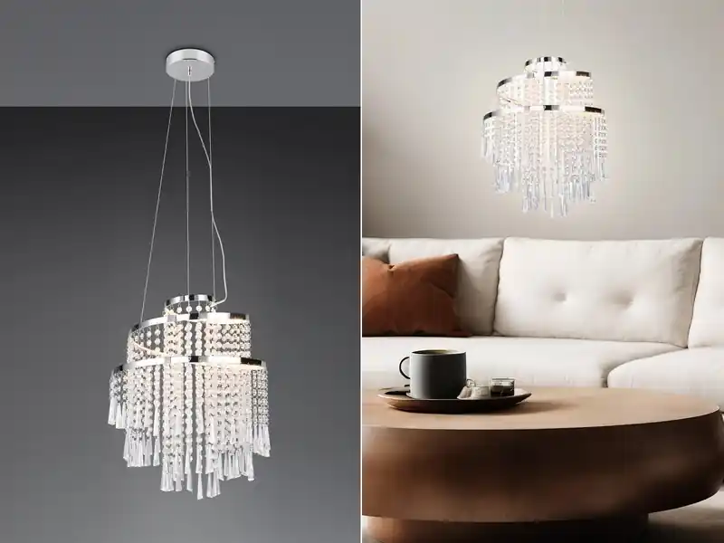 RL LIVE YOUR LIGHT LED Kronleuchter POMP mit Acryl Kristallbehang und Fernbedienung Ø 38cm Online Kaufen