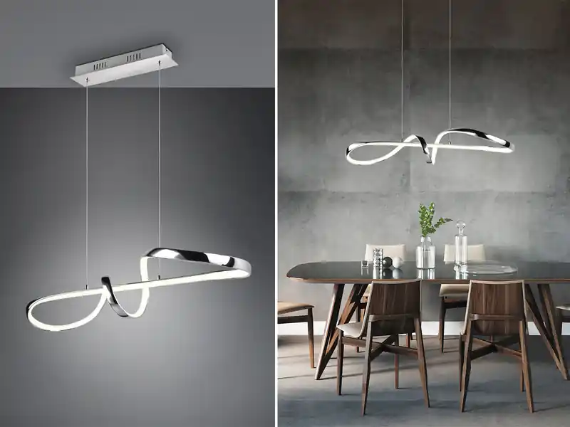 RL LIVE YOUR LIGHT LED Pendelleuchte PADUA dimmbar per Schalter, Chrom, Kristall, Breite 81cm Bestpreis