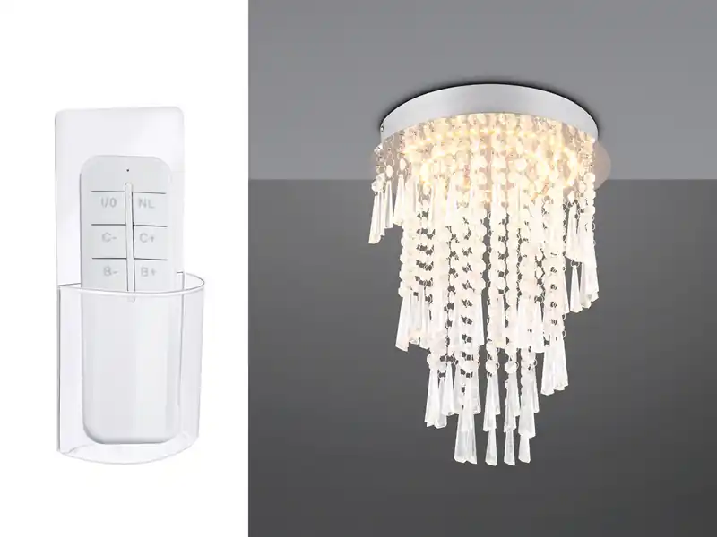 meineWunschleuchte LED Deckenleuchte mit Acryl Kristallbehang und Fernbedienung, Ø 30cm Expressversand
