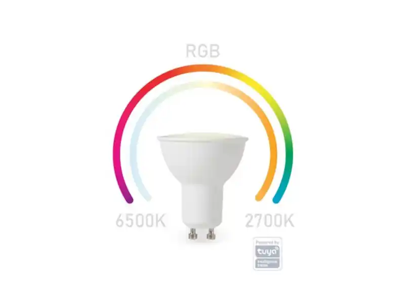 Perel GU10 LED WIFI, 4,9 Watt 350 Lumen, 2700-6500 Kelvin, RGB, Ø5cm per App steuerbar Direkt Vom Hersteller