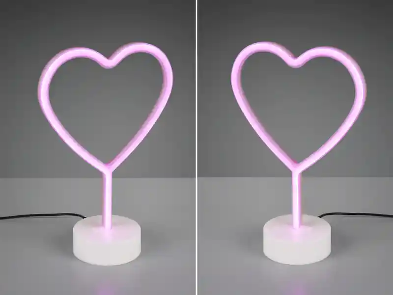 Direktkauf meineWunschleuchte 2er SET Deko LED Tischleuchte Herz, Batterie- oder USB betrieben, Höhe 30cm