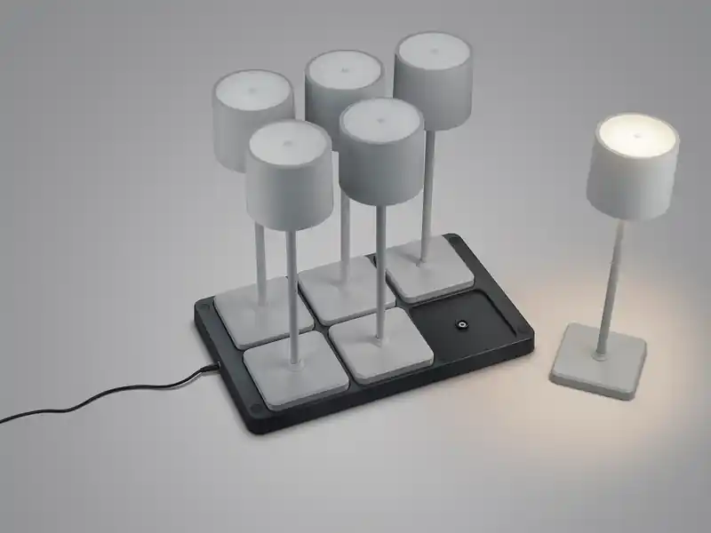 Must-Have RL LIVE YOUR LIGHT 6er SET Akku LED Outdoor Tischleuchten FERNANDEZ Grau ohne Kabel, H: 38cm