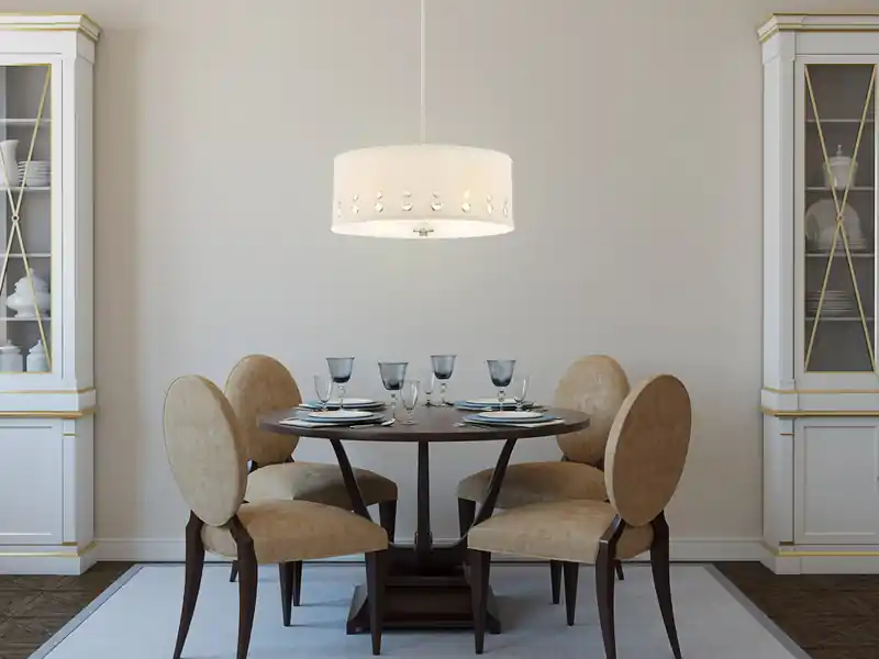 QUOIZEL Große Pendelleuchte PARK AVENUE aus Stoff, 4-stufig höhenverstellbar, Ø 46cm Neu Im Sortiment