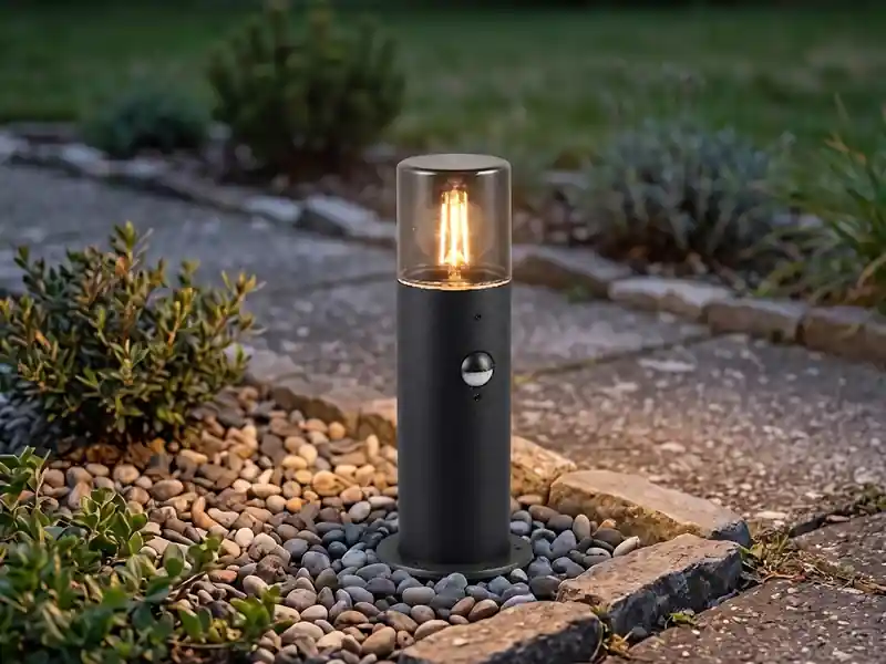 Angebot meineWunschleuchte LED Sockelleuchte Schwarz Rauchgrau mit Bewegungsmelder, Höhe 30cm