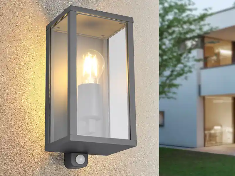 meineWunschleuchte LED Außenwandleuchte mit Bewegungsmelder in Anthrazit, Höhe 29cm Nur Heute