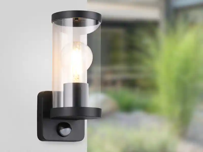 Preisknaller meineWunschleuchte LED Außenwandleuchte Schwarz mit Bewegungsmelder, Höhe 23cm