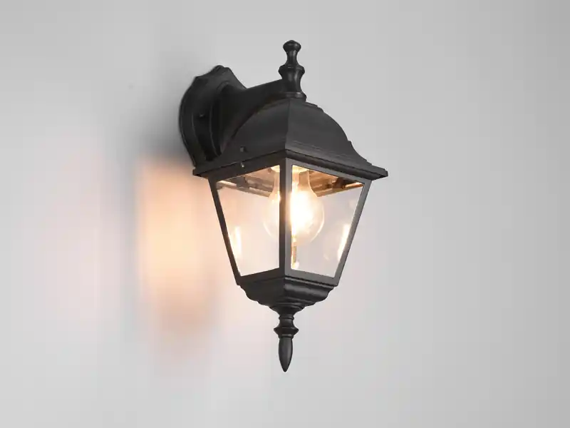 Saisonangebot Trio Leuchten Außenwandleuchte LIVENZA Laterne hängend Aluminium Schwarz, Höhe 34cm