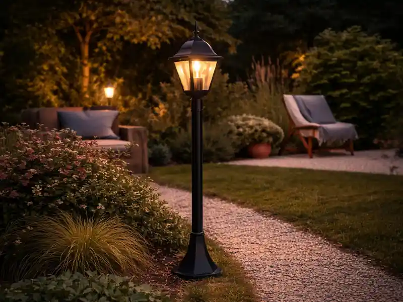 Markenware Trio Leuchten Wegeleuchte LIVENZA nostalgische Laterne, Aluminium Schwarz, Höhe 100cm