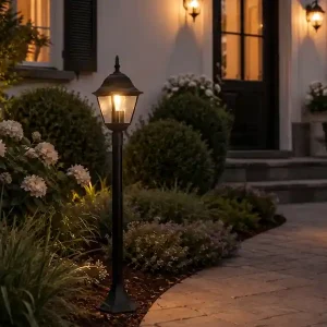 Wochenendangebot meineWunschleuchte Wegeleuchte Aluminium Schwarz, Gartenlaterne mit E27 LED, Höhe 100cm
