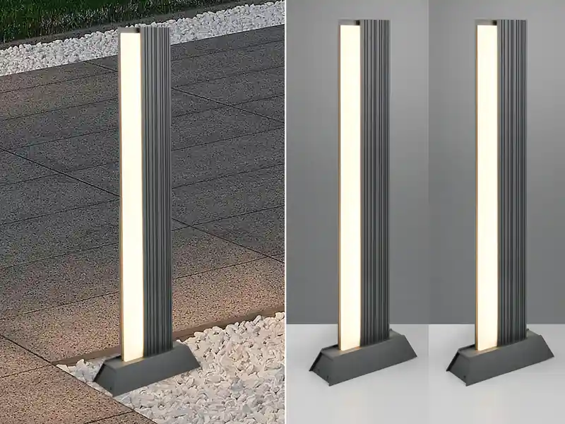meineWunschleuchte 2er Set flache LED Wegeleuchten aus Aluminium in Anthrazit, Höhe 100cm Schneller Versand