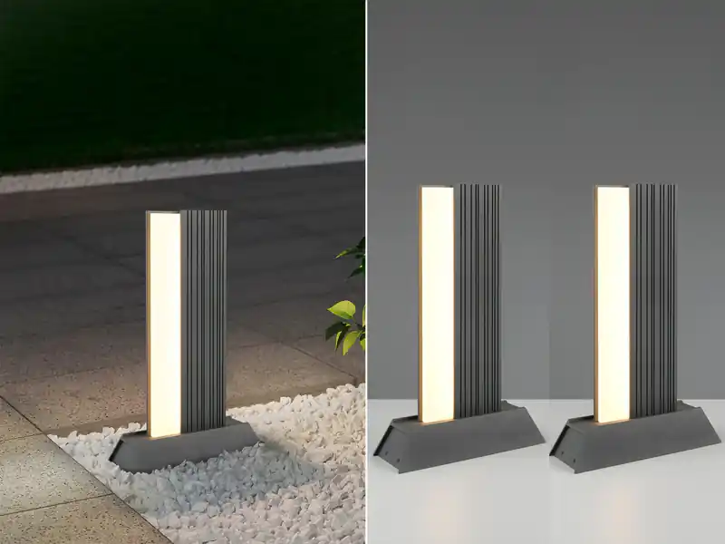 Markenprodukt meineWunschleuchte 2er Set flache LED Sockelleuchten aus Aluminium in Anthrazit, Höhe 50cm