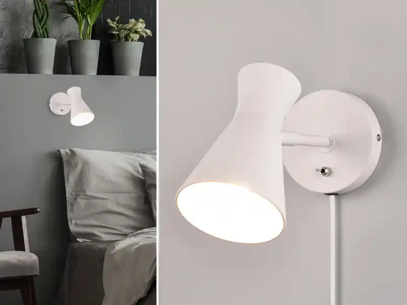 Preisknaller RL LIVE YOUR LIGHT Wandstrahler ENZO Retro Weiß mit Schalter & Stecker, Breite 12cm