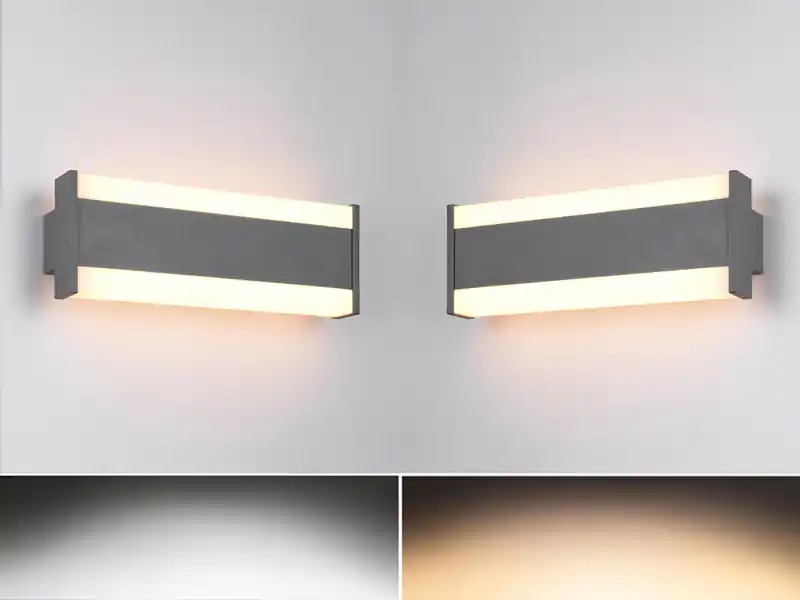 Super-Preis meineWunschleuchte 2er-Set LED Außenwandleuchten Up and Down Lichteffekt, Anthrazit Breite 30cm