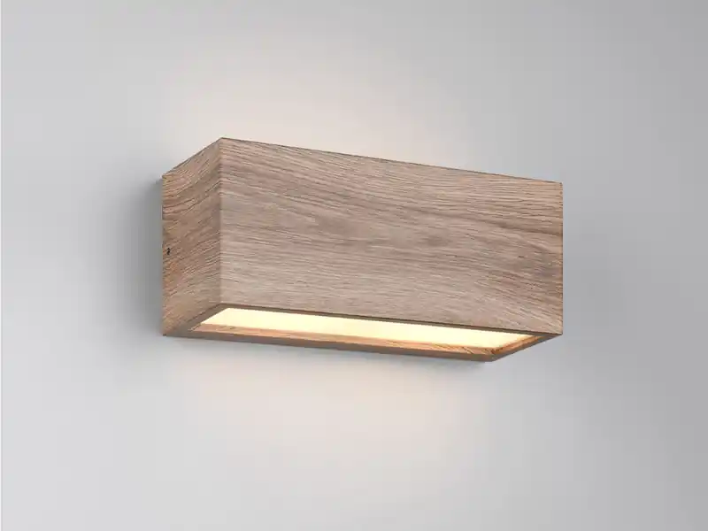 Aktuell Trio Leuchten Eckige Up & Downlight Außenwandleuchte MAYENNE Holzoptik, Breite 25cm