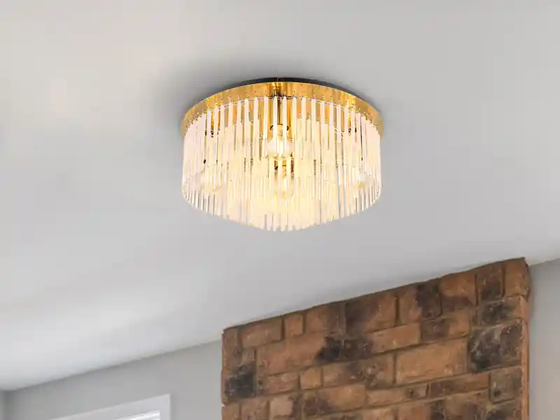 meineWunschleuchte Große LED Deckenleuchte mit transparenten Echtglas Stäben, Ø 50cm Beliebt