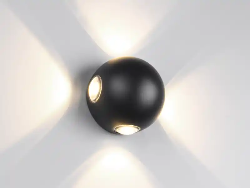 Trio Leuchten Kleine LED Außenwandleuchte AVISIO 4 flammig, Kugel in Schwarz Ø 10cm Abverkauf