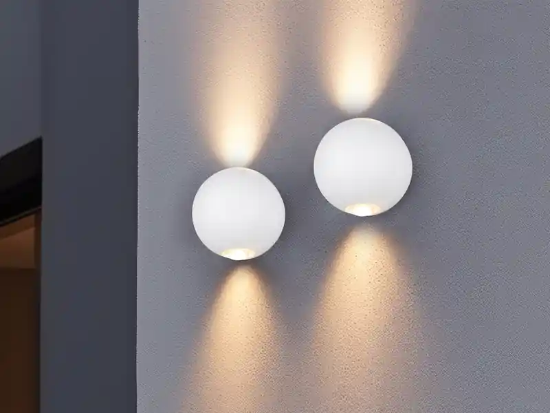 Kostenloser Rückversand meineWunschleuchte 2er Set LED Außenwandleuchten Up and Down, Kugel in Weiß Ø 10cm