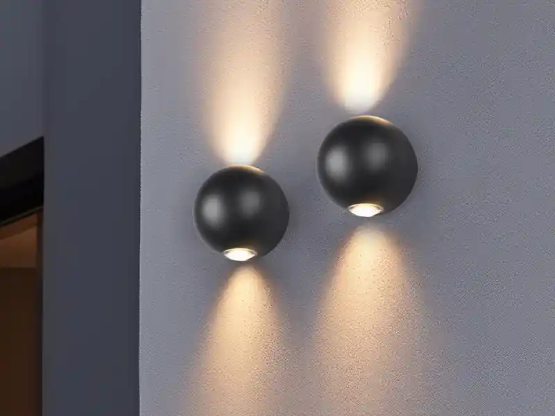 meineWunschleuchte 2er Set LED Außenwandleuchten Up and Down, Kugel in Schwarz Ø 10cm Bestpreis