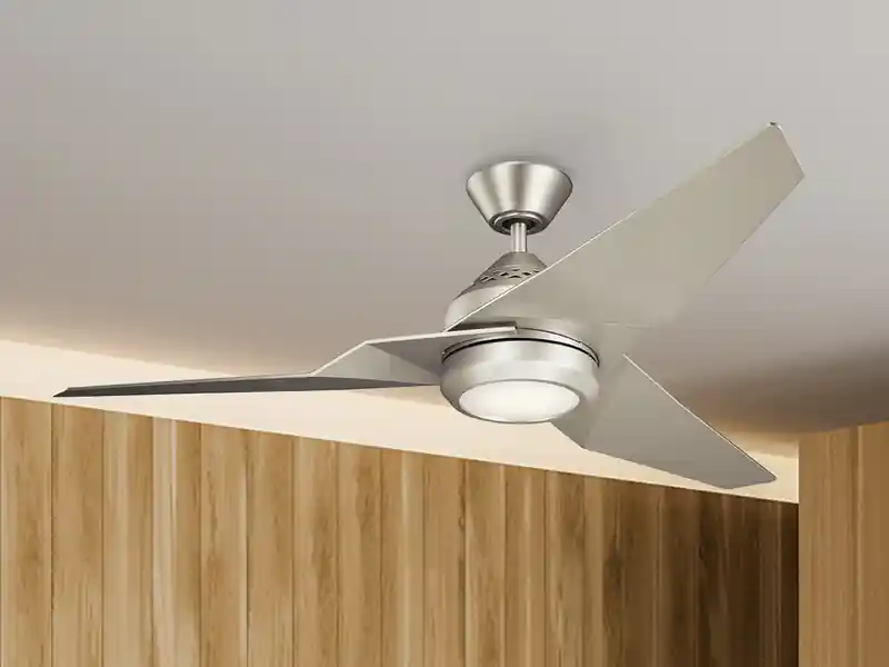 KICHLER Deckenventilator JADE mit Licht und Fernbedienung, Silber matt, Ø 152cm Expressversand