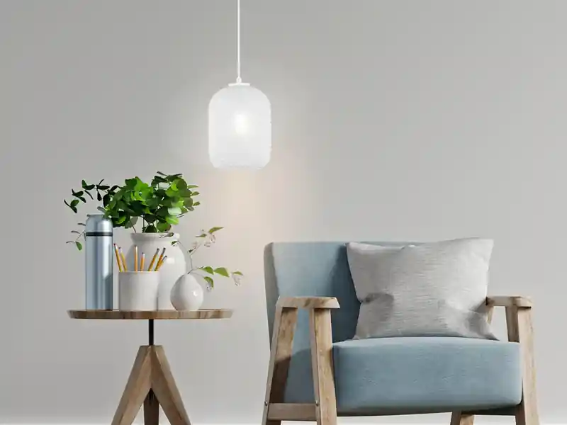Zertifiziert LUCE Design Pendelleuchte ASHFORD einflammig Kristall Glasschirm in Weiß, Ø 15cm