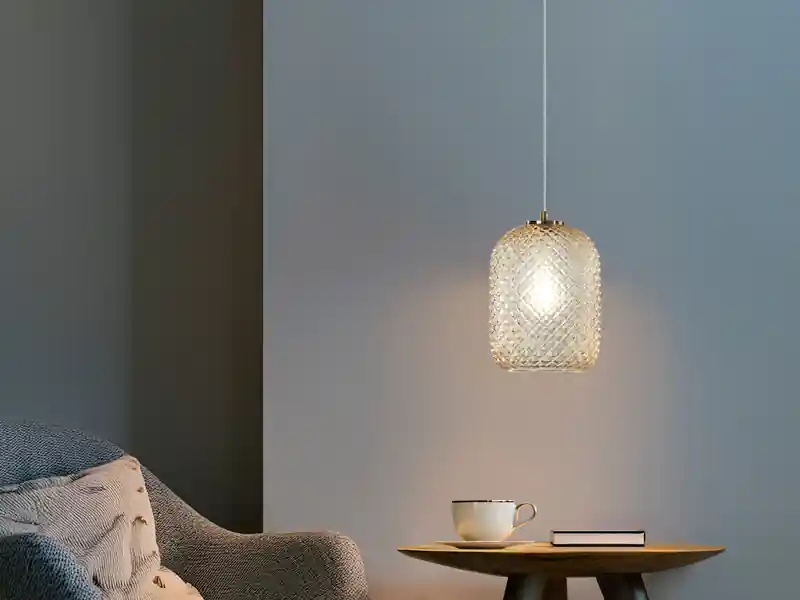 LUCE Design Pendelleuchte ASHFORD einflammig Kristall Glasschirm Bernsteinfarben, Ø 15cm Top-Seller