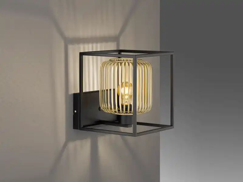 Fischer & Honsel Wandleuchte mit Lamellen Lampenschirm Gold, Quadrat 23cm Angebot
