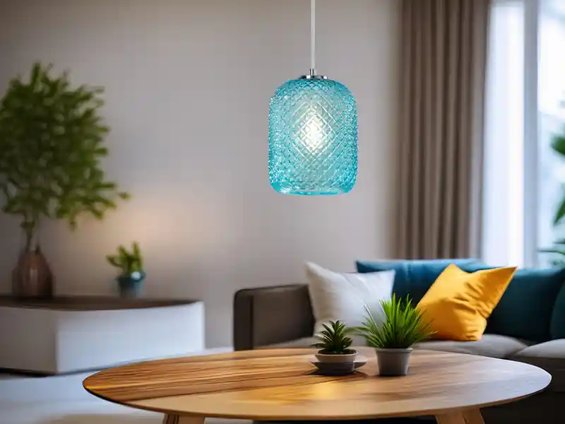 Sonderangebot LUCE Design Pendelleuchte ASHFORD einflammig Kristall Glasschirm in Blau, Ø15cm