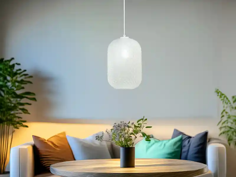 Kracherpreis LUCE Design Pendelleuchte ASHFORD einflammig Kristall Glasschirm in Weiß, Ø 20cm