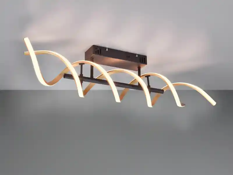 Trio Leuchten LED Deckenleuchte SEQUENCE hell & dimmbar über Schalter, Schwarz Gold, B: 90cm Markenware