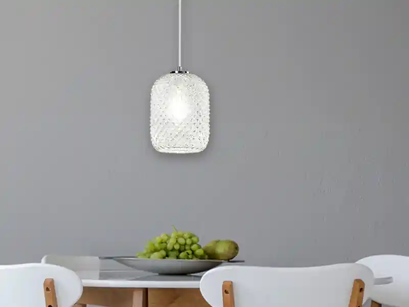 Preisreduziert meineWunschleuchte LED Pendelleuchte einflammig Kristall Glasschirm Klarglas Ø15cm