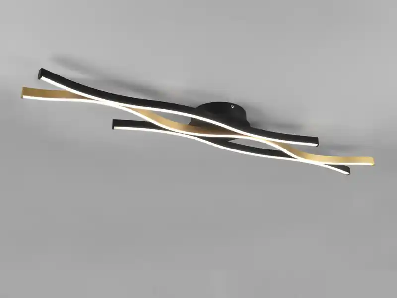 Trio Leuchten LED Deckenleuchte BLAZE dimmbar Lichtfarbe einstellbar Schwarz Gold, B: 107cm Zertifiziert