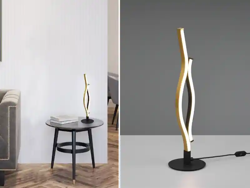 Sofort Bestellen Trio Leuchten LED Tischleuchte BLAZE Lichtfarbe einstellbar dimmbar Schwarz Gold, Höhe 48cm