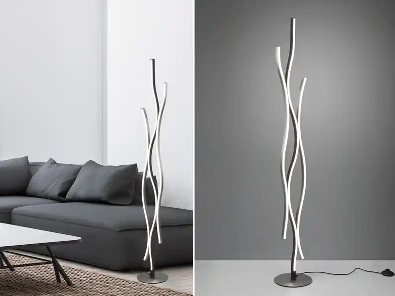 Jetzt Bestellen Trio Leuchten LED Stehleuchte BLAZE dimmbar Lichtfarbe einstellbar Silber 138cm