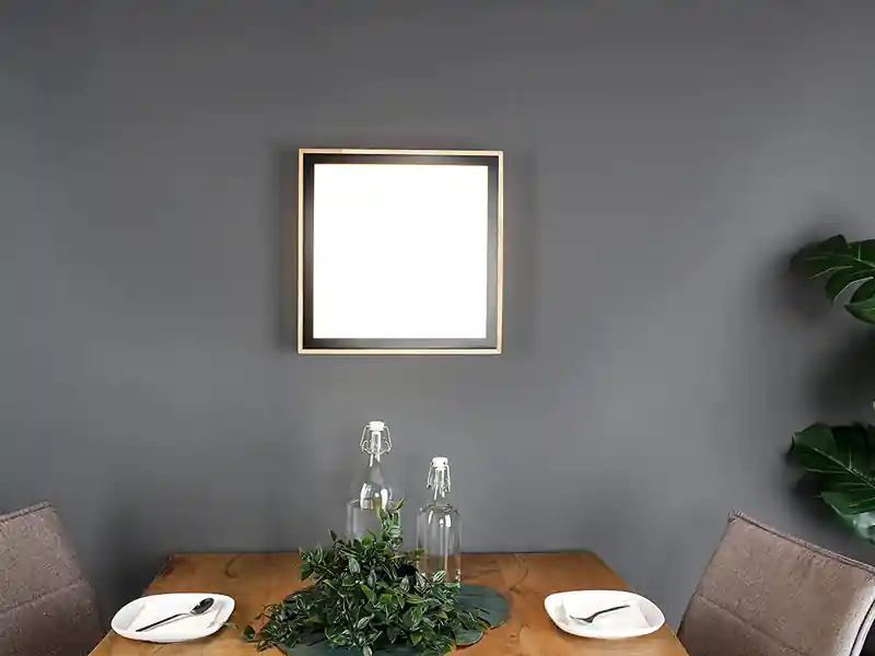 Begrenztes Angebot ECO-LIGHT LED Wandleuchte SOLSTAR für Wand & Decke Holzdesign, Quadrat 28x28cm