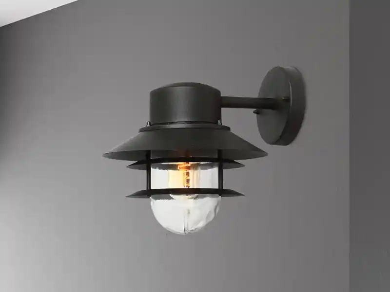 Markenprodukt meineWunschleuchte LED Wetterfeste Downlight Außen Wandlaterne aus Edelstahl, Schwarz Höhe 24cm