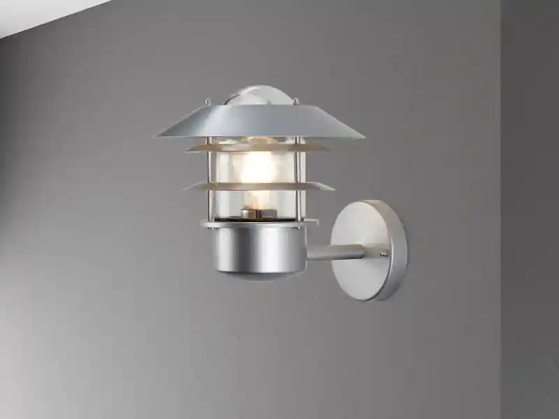 Elstead Lighting Außen Wandlaterne HELSINGOR aus Edelstahl, Silber Höhe 24cm Echt