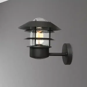 Elstead Lighting 							Außen Wandlaterne HELSINGOR aus Edelstahl, Schwarz Höhe 24cm Beliebt