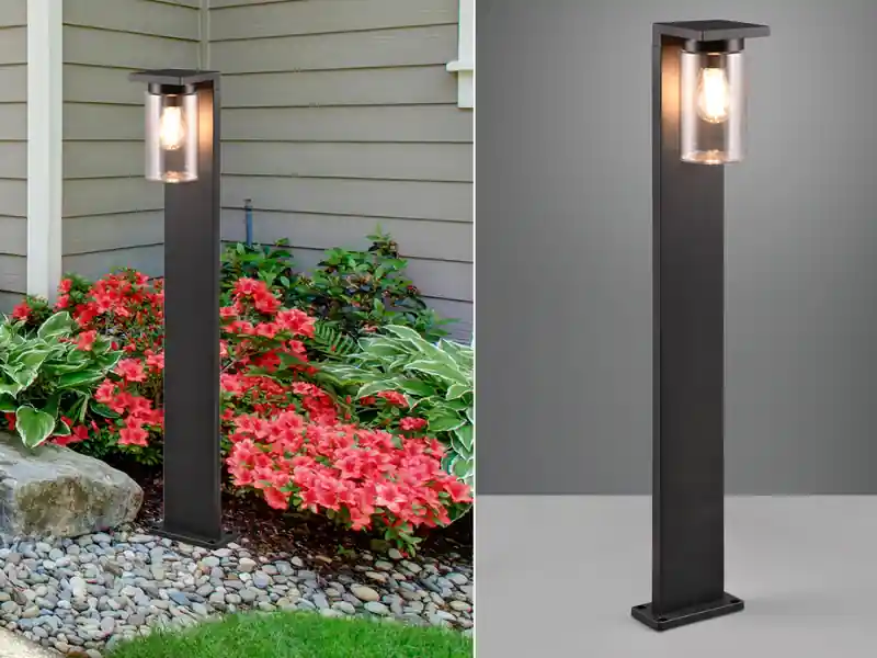 Abverkauf meineWunschleuchte LED Wegeleuchte Laterne aus Aluminium Schwarz, Höhe 100cm