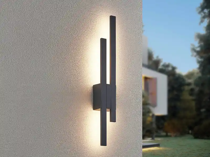 Trio Leuchten Flache LED Außenwandleuchte TAWA in Anthrazit - indirekte Wandbeleuchtung Ausverkauf
