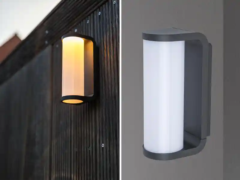 Begrenztes Angebot Lutec LED Außenwandleuchte ADALYN Schwarz, Glas-Zylinder IP44, 7x20cm