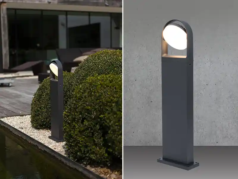 Preisknaller Lutec LED Wegeleuchte FELE Anthrazit ALU - Kopf 320° verstellbar, IP54, Höhe 70cm