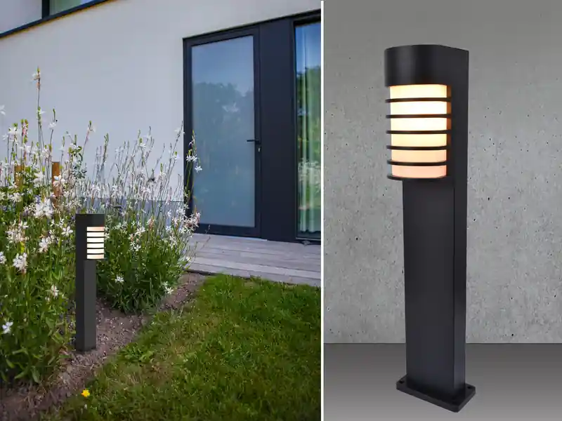 meineWunschleuchte LED Außen Wegeleuchte Retro Optik - ALU Schwarz, IP54, Höhe 75cm Direkt Vom Hersteller