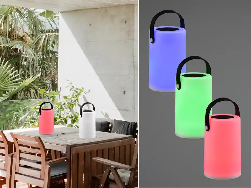 meineWunschleuchte Kleine Akku Tischleuchte 2er SET RGB, Solar & USB aufladbar,Höhe 20cm Heißes Angebot