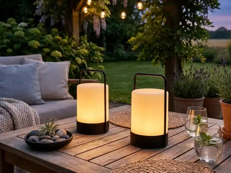 meineWunschleuchte 2er SET Outdoor Solar Tischlampen mit Fernbedienung, Höhe 20cm Knallerangebot