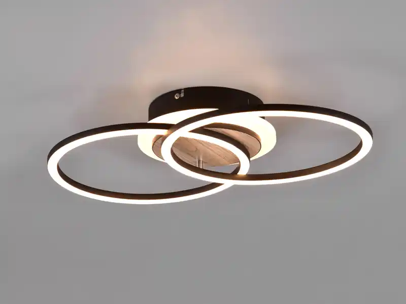 Abverkauf RL LIVE YOUR LIGHT LED Deckenleuchte GIRO mit Fernbedienung, 2 Ringe Schwarz, Breite 46cm