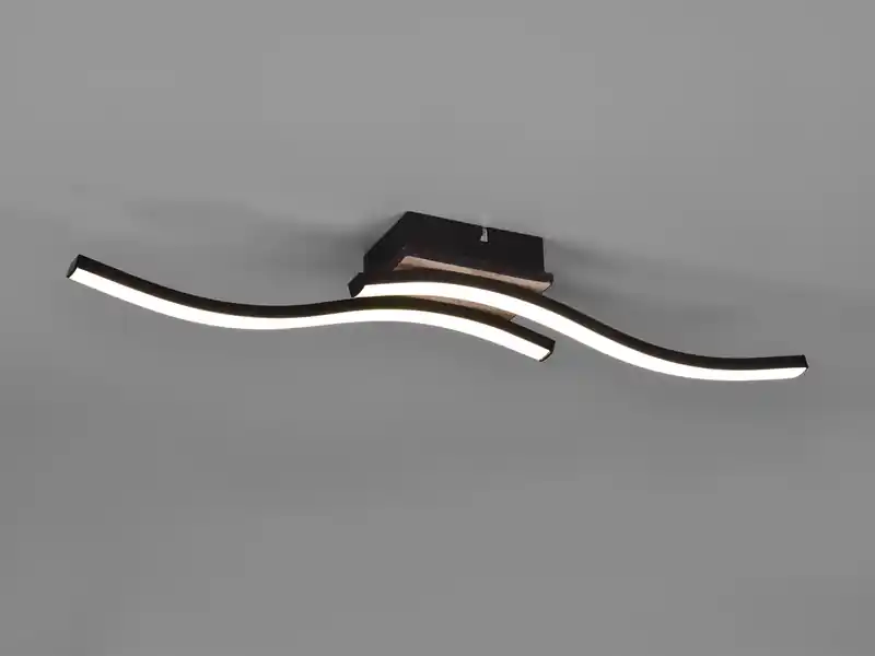 RL LIVE YOUR LIGHT LED Deckenleuchte ROUTE flach Schwarz 2 flammig Warmweiß, Breite 56cm Letzte Chance