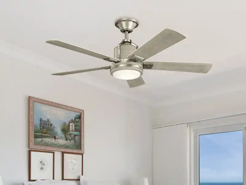 KICHLER Deckenventilator COLERNE mit Holzflügeln, Licht und Fernbedienung, Ø 132cm Highlight